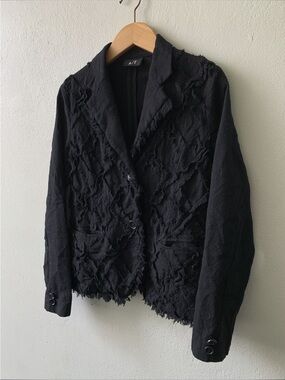 Atsuro Tayama stunning vintage Women's Black Distressed shredded Textured Blazer